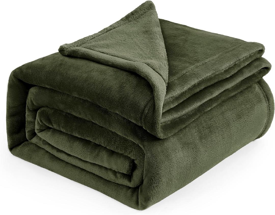 Bedsure Fleece Blankets King Size Oive Green - Bed Blanket Soft Lightweight Plush Cozy Fuzzy Luxury Microfiber, 108x90 inches