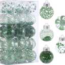 60MM/2.36" Christmas Ornaments Set, 30pcs Green Clear Christmas Ornaments Shatterproof Decorative Baubles for Xmas Tree Ornament Decorations Balls for Wedding Holiday Party Indoor Outdoor Decor