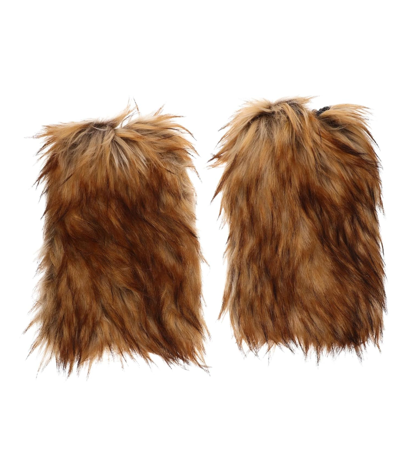 1pair Faux Fur Viking Leg Warmers for Men and Women Medieval Costume Accessories for Halloween Cozy and Stylish Brown Boot Covers Size SMALL