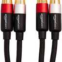 Amazon Basics 2 RCA Audio Cable for Amplifier,Active Speakers or Subwoofer with Gold-Plated Plugs, 4 Feet, Black pack of 6