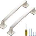 25 Pack Kitchen Cabinet Handles 5 Inch Hole Center Brushed Nickel Cabinet Pulls Solid Suqare Foot Drawer Pulls for Kitchen Cabinet Door Handles Silver Arch Dresser Handles for Cabinets and Drawers