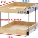 Sikarou Wood Pull Out Cabinet Organizer 2 Tie 11" W x 21" D for 12" Cabinet Opening, Heavy-Duty Sliding Drawers for Inside Cabinets Storage and Organization for Kitchen, Pantry, Bathroom