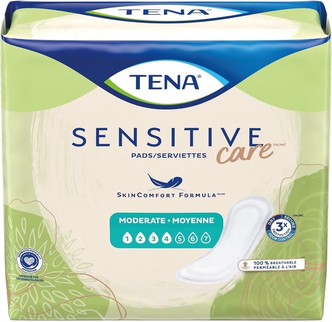 Tena Sensitive Care Moderate Female Incontinent Pad Regular Length 11" L 54284, 120 Ct