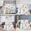 Easter Rabbits Blanket, Spring Easter Colorful Eggs Blanket for Easter Decoration, Cozy Fuzzy Plush Warm Blankets for Couch Sofa Bed 40x50 inch