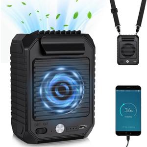 2 x Deller Portable Fan Rechargeable Personal Fan with 10000mAh Waist Clip On, 24H Runtime 3-Speed Hands-Free Shirt Fans, 6500RPM Wearable Neck Fans for Outdoor, Camping, Hiking, Travel (Black-01)