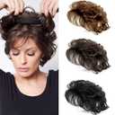 Women Short Human Hair Topper Closure Curly Wiglet Hairpiece Clip in Top Hairpiece Natural Weaving Hair Replacement for Thinning Hair 13x14cm(Light Brown 6")