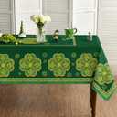 Horaldaily St. Patrick's Day Tablecloth 60×140 Inch Rectangular, Green Shamrock Vintage Washable Seasonal Table Cover for Party Picnic Dinner Decor