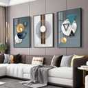 ARTKN Canvas Wall Art 3 Pieces,Abstract Geometry Framed Art Shape Pattern Paintings,Modern Wall Decor Artworks for Living Room Bedroom Office Decoration (Blue, 20" X 28" X 3 pieces)