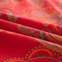 100% Cotton Muslin Blanket Jacquard Red Paisley Quilt, Super Soft 3 Layers Gauzy Breathable Reversible Lightweight Bed Cover Bedspread Coverlet for All Seasons, King(98"x94"), No Pillow Sham
