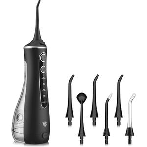 LF Water Flosser for Teeth Cleaning and Flossing Pick, DIY 4 Modes Rechargeable Cordless Oral Irrigator, IPX7 Waterproof Portable Electric Dentel Flossers for Home and Travel, Black
