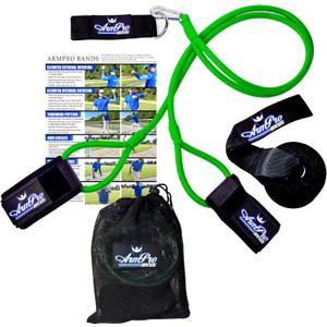 Arm Pro Bands Baseball Softball Resistance Training Bands - Arm Strength, Pitching and Conditioning Equipment, Anchor Strap, Door Mount (Green (Youth/Ages 12 & Under))