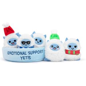 What DO You Meme? Emotional Support Yetis by Relatable, Cuddly Stuffed Animals, Plushies, and Cute Stuff, Great Gift Ideas for Loved Ones of All Ages, Includes 5 Plushies with Carrying Basket