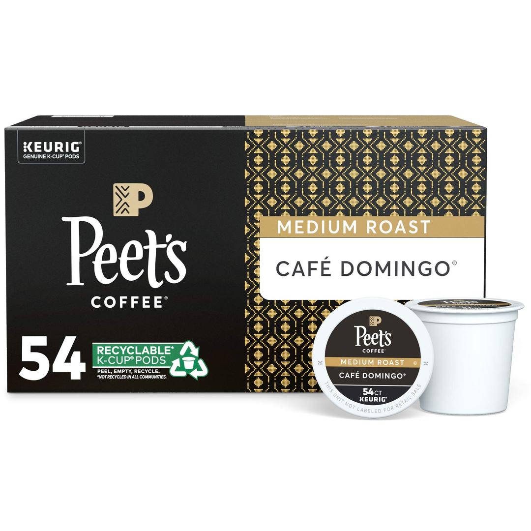 Peet's Coffee, Cafe Domingo, Medium roast Coffee, 54 Pods, BB Date 01/12/2026