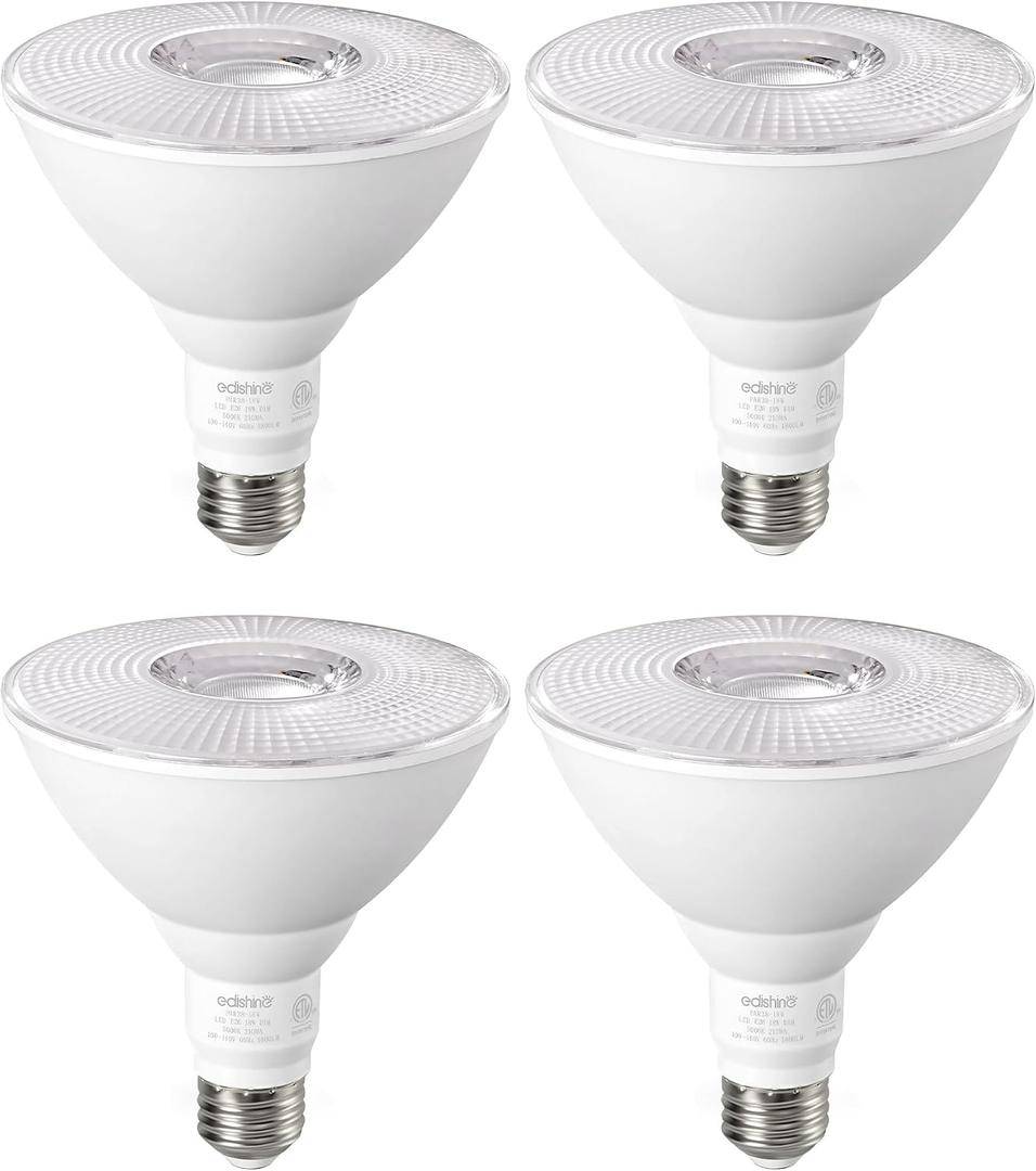 EDISHINE PAR38 Flood Lights Outdoor Bulb, Dimmable LED Flood Light Bulbs, 1800LM, 18W Equivalent 120W, Weatherproof LED Light Bulb for Backyard, Garage, Porch, Garden, 5000K Daylight, E26, 4 Pack