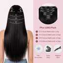 Clip in Hair Extensions Real Human Hair, 100% Remy Human Hair, Silky Straight Tangle Free 120g 7 Pieces, 16 Inch Natural Black #1B for Women Daily Use