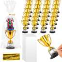 Novabright 24 Set Mini Trophies Bulk Race Car Party Favor Gifts Checkered 3.7 Inch Plastic Gold Trophies Cups for Racing Car Theme Birthday Party Supplies Gifts Rewards Sports Tournament Winning Prize