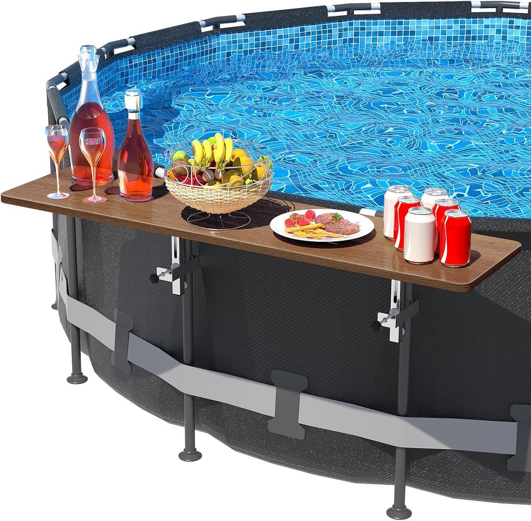 Pool Bar for Above Ground Pool Accessories with 47×11in Tabletop Side Table Swim Up Bar Above Ground Accessories Deck for Drinks & Snacks, Fits 3.7" Top Rail