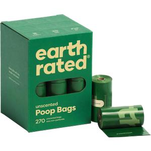Earth Rated Poop Bags for Dogs,  Leak Proof and Extra Thick Waste Bag Refill Rolls, Unscented, 270 Bags
