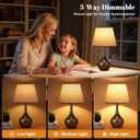 Seealle Touch Table Lamp for Bedroom, 3-Way Dimmable Small Bedside Lamps for Night Stands with Wires, Brown Desk Lamp for Kids Room, Office, Living Room, End Table(LED Bulb Included)