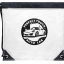 Small clear drawstring bag, black logo, 4 pcs