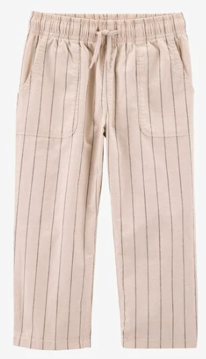 Children's Pants Carter's, Color: Beige With Black Stripes. Soft And Comfortable, Perfect For Active Play. Elastic Waistband And Stylish Striped Design.Size 3T/3A 