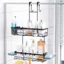 Over the Door Shower Caddy Hanging: Black Rustproof Shower Organizer over the Door - No Drilling Bathroom Rack for Inside