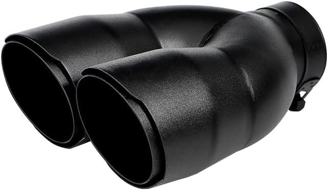 Black Dual Exhaust tip - 2.5" ID x 7"OD x 8.5"L - Double Wall Clamp On Muffler Tail Pipe Stainless Steel Black Coated