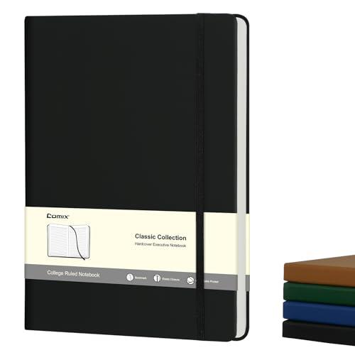 COMIX B5 Lined Journal Notebooks, 240 Pages, 6.9 x 9.8 Inches, Black, Hardcover Journaling Notebooks for Men & Women- Fits for Office, Business, School, Notes Taking & Writing, 6 Pack