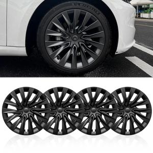 Tesstudio 18 inch Wheel Covers for Tesla Model 3 Highland 2024-2025, Full-Edge Coverage Hubcaps Compatible with Tesla Model 3 Highland Set of 4, Rugged ABS Material, Matte Black