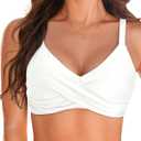 Women Underwire Bikini Top Only - Push Up Bathing Suit Top Padded Swim Bra 2025 Swimsuits Top (White, L)