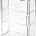 3 Tier Display Case for Collectibles,Clear Display Box with 2 Movable Plates ,Storage Container with Magnetic Door (Large 1 Pack)
