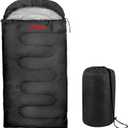 Cold Weather Sleeping Bag for Adults, Teens, Kids, Hooded Sleeping Bag with Compression Sack for Camping, Backpacking, Extreme Cold, Indoors or Outdoors (Black)