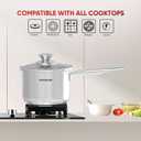 SUNHOUSE  1.5 Quarts Stainless Steel Sauce Pan with Lid - PFOA-FREE, Stainless Steel Sauce Pan, Advanced Impact Bonding Induction Base, Stay-Cool Handle, Compatible with All Cooktops