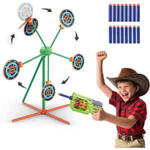ReechTree Shooting Target Games Set for Nerf Gun for Boys & Kids 81012 with Spinning Moving Target Auto Reset, RD8 Toy Gun for Shooting Practice with Foam Darts, Cool Boy Gifts Ideas