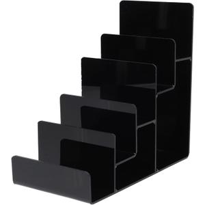 Cabilock Multi-Layer Acrylic Wallet Display Stand 5-Tier Black Purse Organizer Rack for Home and Store Counter Top Suitable for Wallets Handbags Sunglasses Jewelry Storage