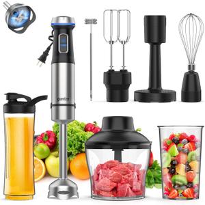Ganiza 8 in 1 Immersion Blender - 1000W Heavy Duty Motor, 16 Speed Mode Handheld Blender With Stainless Steel Shaft - Includes 8 Total Pieces