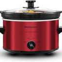 Elite Gourmet MST-275XR Electric Oval Slow Cooker, Adjustable Temp, Entrees, Sauces, Stews & Dips, Dishwasher Safe Glass Lid & Crock (2 Quart, Metallic Red)