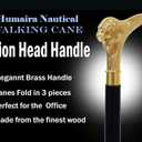 Humaira Nautical Solid Brass Lion Head Handle Wooden Walking Stick Cane Vintage Designer Handmade