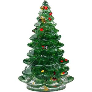 Mini Resin Christmas Tree Ornement,Christmas Pine Tree Figurine,Crystal Christmas Tree Ornaments for Christmas Home Decor Christmas Tree