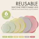 Reusable Silicone Stretchable Lids 6Piece Multicolor Food Covers for Bowls, Cups & Containers Airtight, LeakProof, BPAFree, Microwave/Dishwasher/Freezer Safe Green Hearth