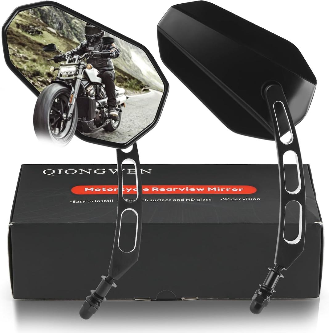 Motorcycle Rearview Mirror 360 Degree Adjustment Handlebar Mirrors M8 Compatible with Road King Street Electra Glide Dyna Sportster Softail Road Glide
