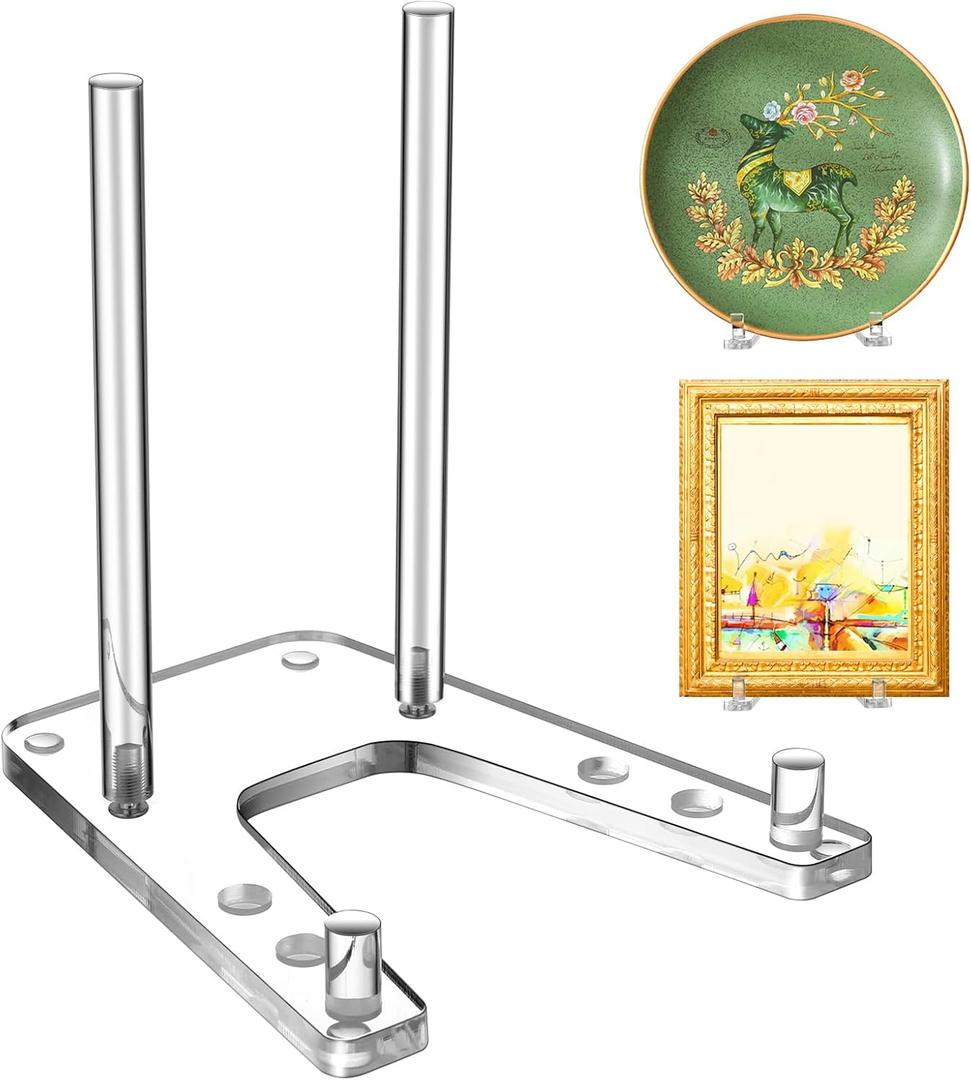 Weysat Adjustable Clear Acrylic Plate Stand Holder for Display Non-Slip Tabletop Easel for Decorative Plates Records Photos Books Artworks Plaques Trays Menus Event Displays(Acrylic,6 Inch)