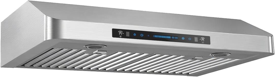 JOCO 30 Inch Under Cabinet Range Hood, 900 CFM Stainless Steel Kitchen Vent Hood, 4-Speed Gesture/Touch/Remote Control C01-30G