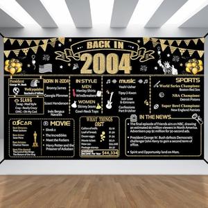 22nd Decorative Cloth for Her or Him, Birthday Banner With Holes, Built-in White Ribbon 2004 22nd Year for Daughter Son Old Happy Birthday Banner, Outdoor、Indoor Bday Background Decor