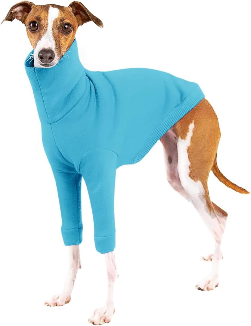 Dog Fleece Sweater Turtleneck Long Sleeve Pullover Sweatshirt Warm Puppy Clothes for Small Dogs (Dark Blue)