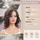 Short Brown Wavy Real Hair for Women, Layered Design, Lightweight, Glueless, Breathable, Wigs Human Hair Mixed Heat Resistant Synthetic, Tangle-Free, Natural Look (Brown,14 Inch)
