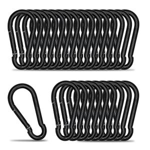 Small Carabiner Clip Hook, 1.57 inch 25 pcs Black Heavy Duty Spring Snap Hook Key Chain, Carabiners Clips for Outdoor Camping, Swing Set, Hammock, Hiking Travel, Fishing, Quick Link Keychain