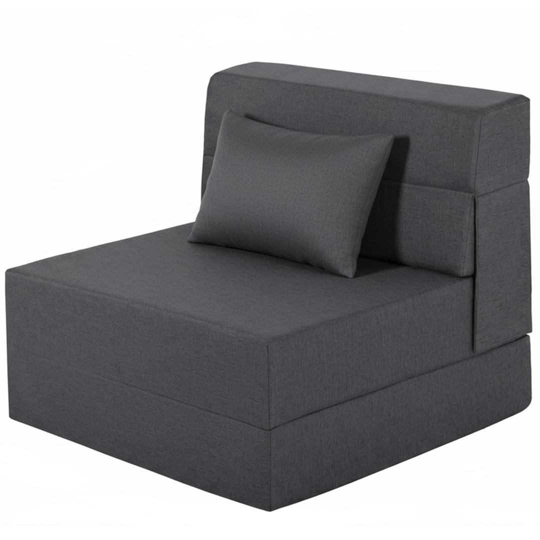 Fvkind Convertible Sleeper Chair, Removable Cover, Single Size, Gray
