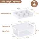 40Qt Stackable Storage Bins with Lids Trays Craft Box Organizers, 2Pack,WH
