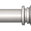 SIMEWIN Silver Curtain Rods for Windows 28 to 48 Inches Adjustable Decorative 1 Inch Diameter Single Window Curtain Rod Set with Classic Finials, Silver Finishing